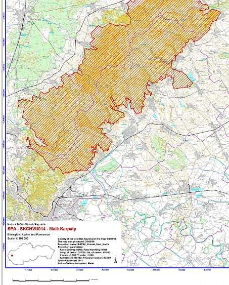 Mapa B.7.11: Chránené vtáčie územie Malé Karpaty (SKCHVU014) Zdroj: http://www.sopsr.sk/natura/index1.