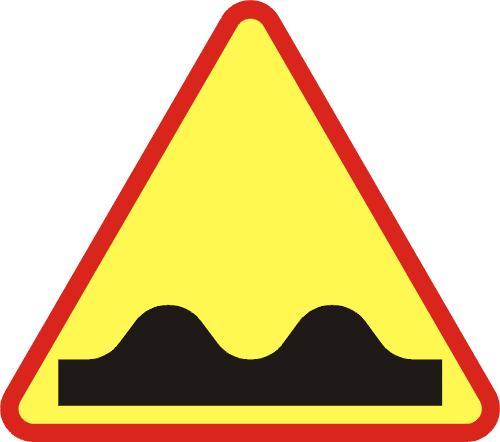 6. Ten znak: a. ostrzega o nierównej drodze, na odcinku nie dłuższym niż 500 m b.