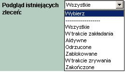 SMS. LISTA ZLECEŃ STAŁYCH Zlecenia, jakie zostały zdefiniowane można przeglądać wraz z ich statusem realizacji.