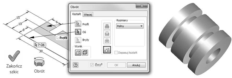 266 Inventor. Podstawy projektowania Rysunek 4.16. Definiowanie wi za wymiarowych dla geometrii szkicu tulejki Rysunek 4.17.