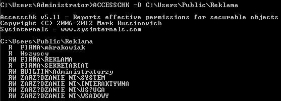 Screen 27 Wynik polecenia ACCESSCHK D