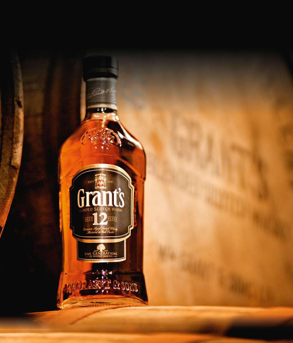 GRANT S 12YO DZIEŁO MISTRZÓW ZACHWYCA GŁĘBOKIM SMAKIEM Grant s to najstarsza w Szkocji rodzinna whisky mieszana tworzona z pasją od 110 lat Grant s 12YO to kompozycja whisky dojrzewających minimum 12