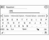 40 Nawigacja Szczegółowy opis prowadzenia po trasie 3 42. Zapisywanie ulubionych adresów Aby zapisać wprowadzony adres, wybrać ü. Lista celów podróży Wybrać MENU, a następnie Moje miejsca docelowe.