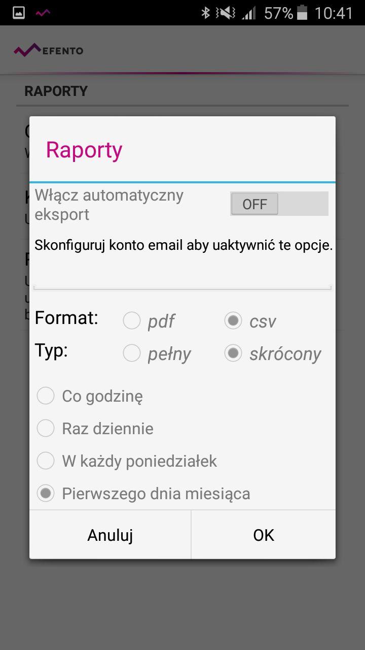 4. Automatyczne raporty e-mail System Efento umożliwia automatyczną wysyłkę raportów ze wszystkich podłączonych rejestratorów. Raporty mogą być wysyłane do dowolnej liczby odbiorców.