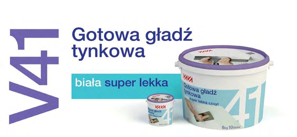 V 41 Gładź tynkowa V41 jest nowoczesną, gotową zaprawą budowlaną do wewnętrznych prac wykończeniowych.