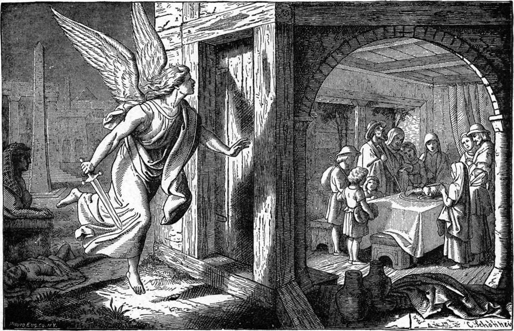 Pascha i wyjście z Egiptu Stara rycina biblijna przedstawiająca 10.