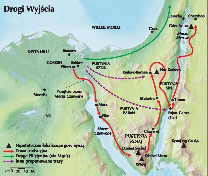 Exodus geografa Wj 1-50 Miejsca związane z Exodusem: Egipt Goszen Nil Morze Czerwone