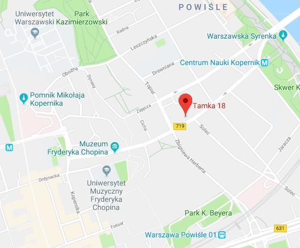 LOKALIZACJA Przedmiotowa nieruchomość położona jest w budynku przy ul. Tamka 18 w centralnej części miasta, w dzielnicy Śródmieście.