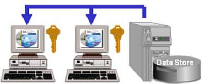 Instalacja systemu ESI[tronic] 2.0 w sieci W przypadku instalacji w sieci wszystkie dane systemu ESI[tronic] 2.0 są instalowane w określonej lokalizacji w obrębie sieci informatycznej.