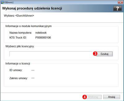 Zastosowanie pliku licencyjnego Menu główne >> Licencja >> <Zastosowanie pliku licencyjnego>. Wybrać Szukaj. Wybierz plik licencyjny "licencenep_nazwa komputera/laptopa.blr" z miejsca zapisu, np.