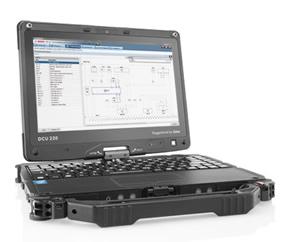 Convertible-PC DCU 220 tester do codziennych zastosowań i centrum diagnostyki Opracowany specjalnie z myślą o zastosowaniu warsztatowym, wytrzymały sterownik DCU 220 (Diagnostic Control Unit) steruje