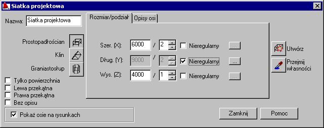 AutoCAD Structural Detailing - Stal - Przykłady strona: 11 1.2. Definicja siatki projektowej 1. WYKONYWANA OPERACJA 2. (Utwórz siatkę projektową) 3. 4. Wpisać: Siatka projektowa w polu Nazwa 5.