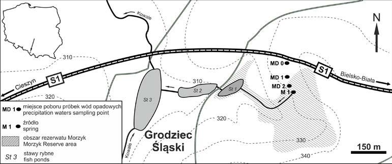 174 D. Podgórska, W. Wróblewski, J. Motyka Źródło zlokalizowane jest na połogim stoku niewielkiego wąwozu rozwiniętego w centralnej części rezerwatu (Podgórska 2012).