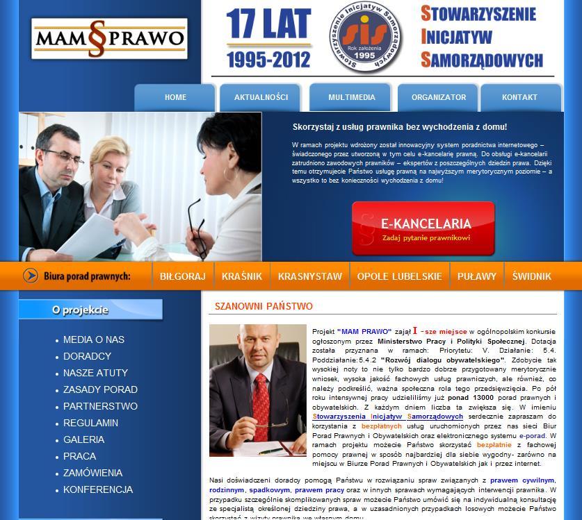 Poradnictwo prawne w ramach projektu narzędzia edukacji: www.mamprawo.eu Strona www projektu 1. Formularze e-porady 2. Informacje o projekcie 3. Regulamin projektu 4.