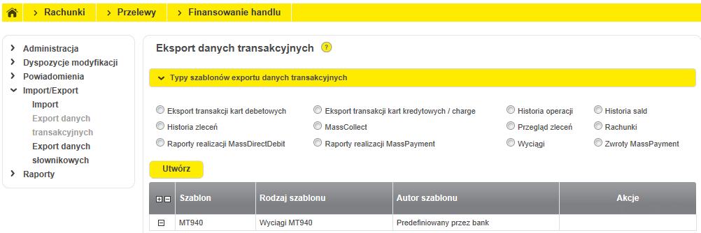 Uwaga Dostępność opcji Referencje własne (nr referencyjny) pozwalające na późniejsze automatyczne łączenie przelewów z operacjami z