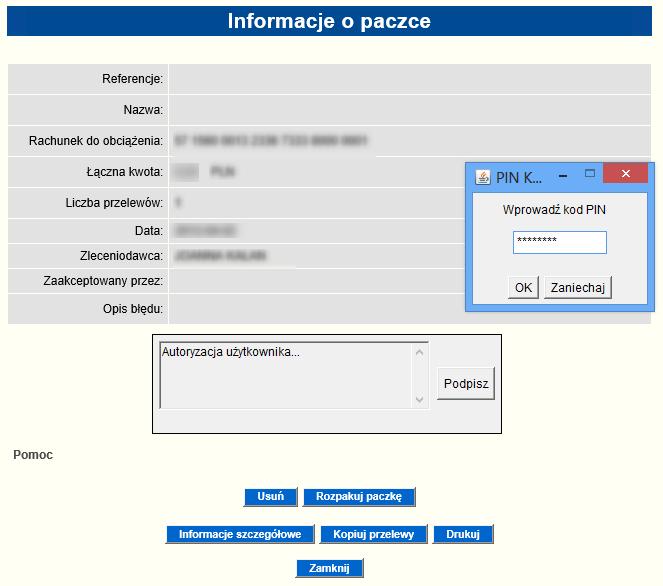 Konfiguracja systemów bankowych, Sage sp. z o.o. Strona 42 z 47 Następnie należy przejść proces autoryzacji zgodnie z wymogami systemu GB24. 14.