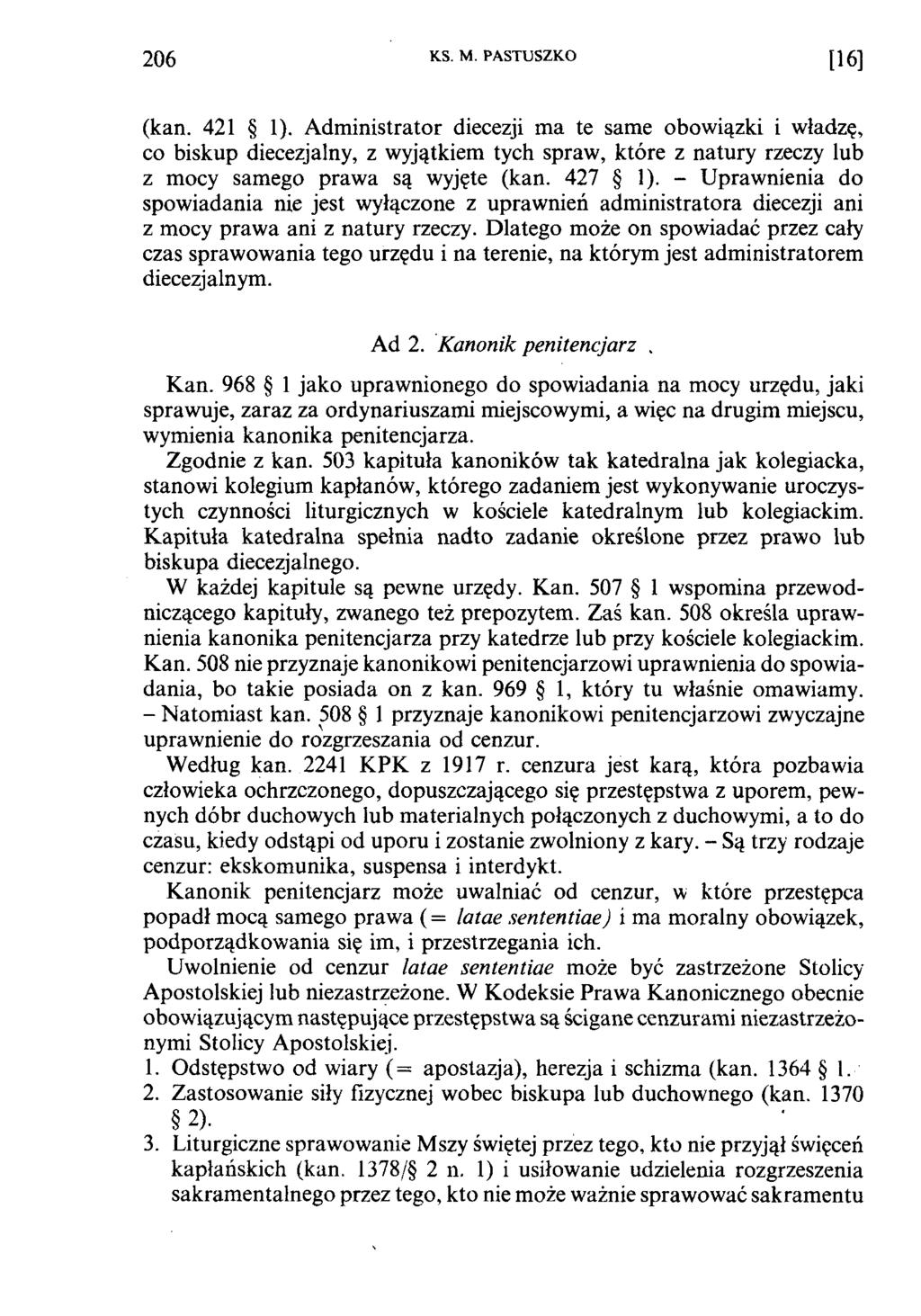 2 0 6 KS. M. PASTUSZKO [1 6 ] (кап. 421 1).
