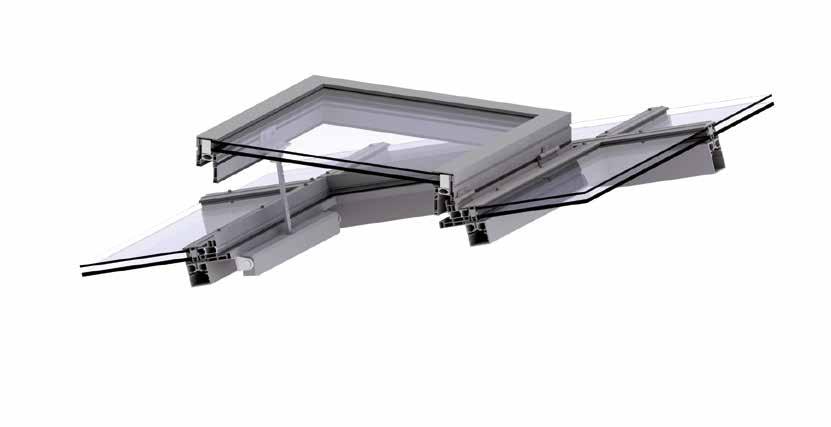 Systemy skrzydeł architektury szklanej typu M Sterowane systemy klap oznaczają oszczędność energii Zabudowa systemów klap w szklanych konstrukcjach dachowych i elewacyjnych oraz