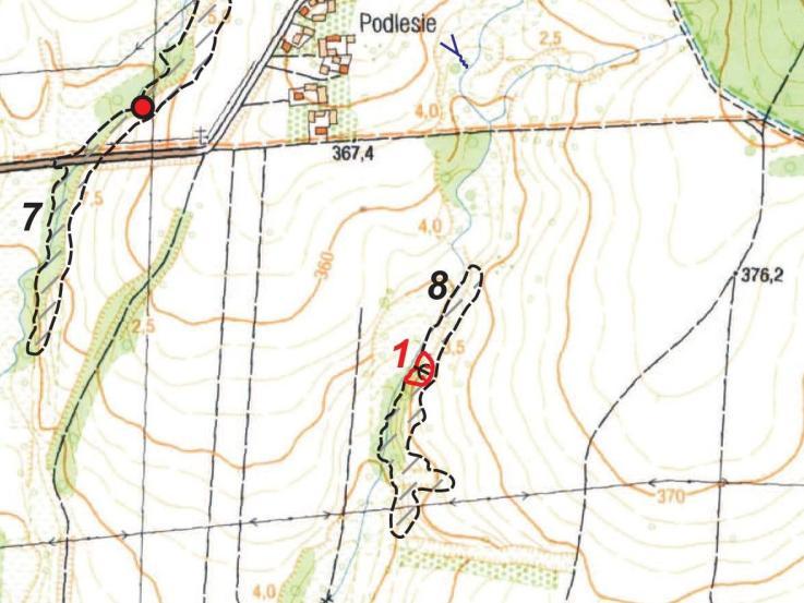 14. Szkic (mapa) osuwiska: Stopień aktywności osuwiska aktywne okresowo aktywne nieaktywne Granice osuwiska pewne