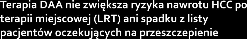 Kohortowe badanie retrospektywne 178 kandydatów do przeszczepienia wątroby z HCV i HCC z MELD w jednym ośrodku akademickim między 2013-2016 Stosowanie DAA nie wiąże się ze wzrostem