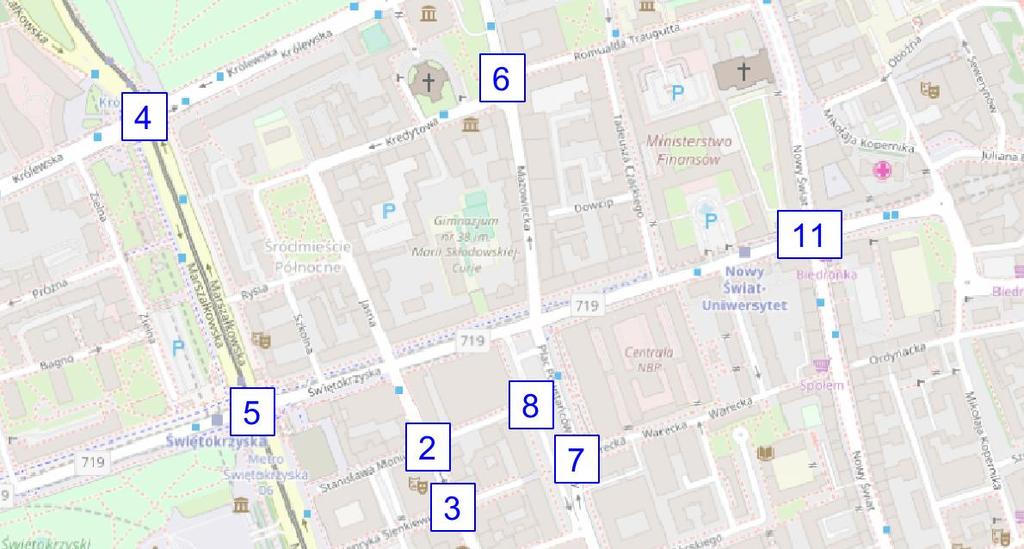 3. Kalibracja sieci bazowej pomiarami. Pomiary [3] zostały przeprowadzone dla okresów szczytu porannego i popołudniowego w dwunastu punktach analizowanego obszaru.