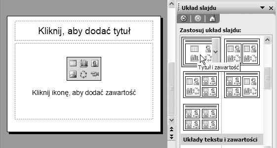 30 PowerPoint 2003 PL. Ćwiczenia Układy slajdów Rysunek 3.12.