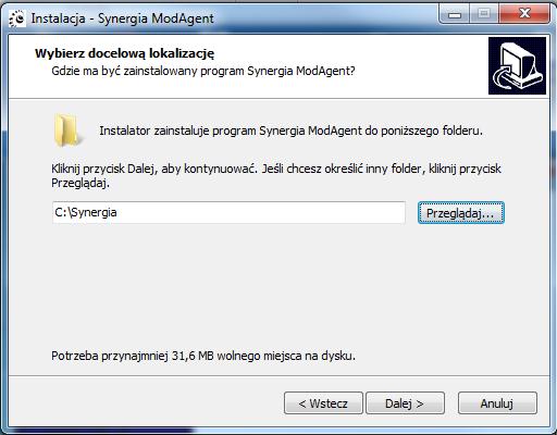 Synergia ModAgent proces instalacji 5.