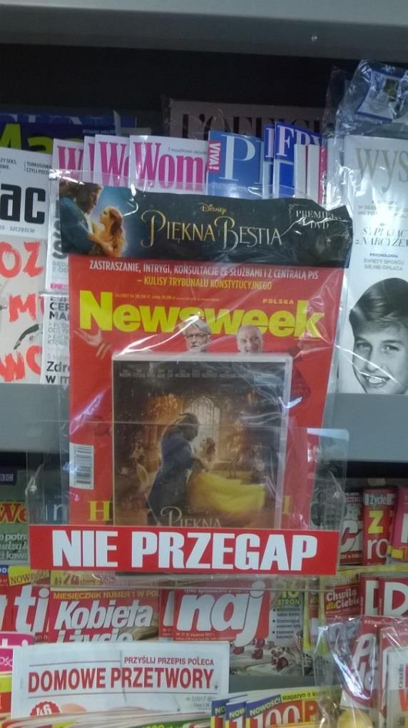 NOŚNIK PRASOWY NIE PRZEGAP ILOŚĆ NOŚNIKÓW: 119 ILOŚĆ PUNKTÓW: 119 punkty z wejściem Nośnik zlokalizowany na froncie regału z prasa kolorową.