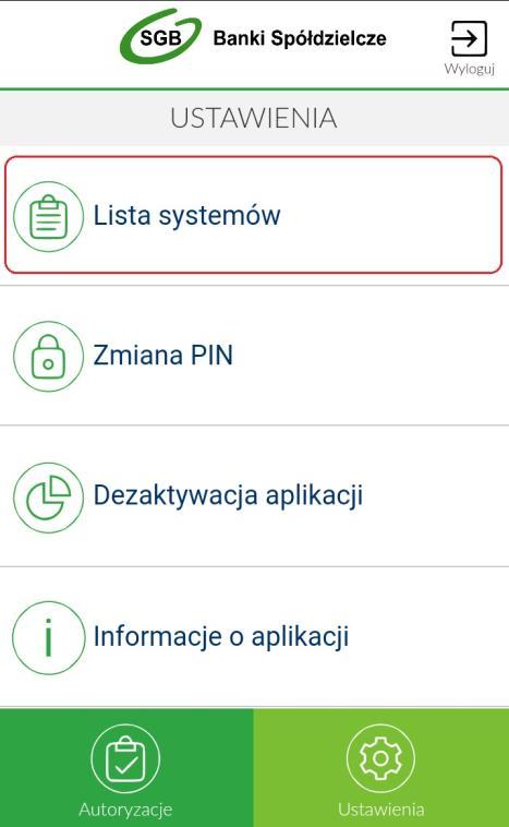 Zmiana systemu bankowości internetowej w aplikacji Token SGB W przypadku, gdy Klient posiada sparowaną aplikację z więcej niż