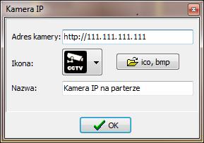 SATEL GUARDX 37 8.1.12.6 Właściwości kamery Rys. 22. Właściwości odsyłacza do obrazu z kamery. Adres kamery polecenie systemowe uruchamiające aplikację odtwarzającą obraz z kamery.