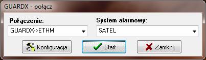 4 GUARDX SATEL 5. Okno startowe Okno startowe jest wyświetlane po uruchomieniu programu.