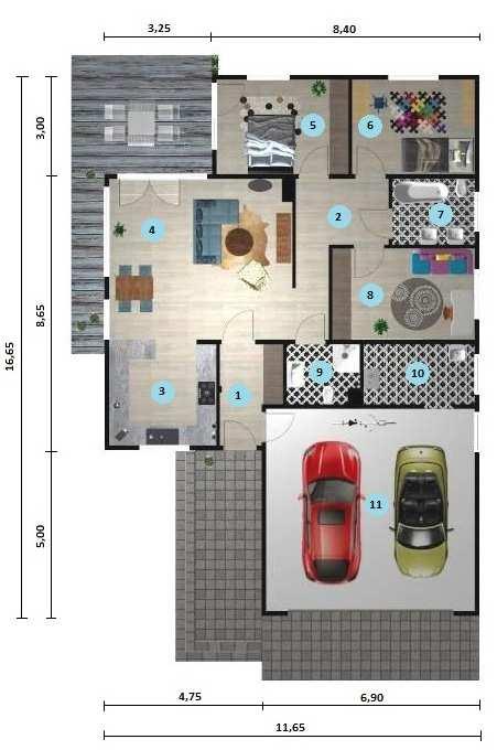 PARTER: 135,47 m 2 1. Wiatrołap 4,98 m² 2. Hall 8,33 m² 3. Kuchnia 10,17 m² 4. Pokój dzienny 26,32 m² 5.