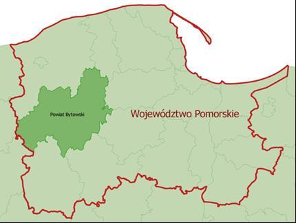 5. Ocena stanu środowiska 5.1. Charakterystyka powiatu bytowskiego 5.1.1 Położenie administracyjne i geograficzne Powiat bytowski położony jest w północnej Polsce, w południowozachodniej części województwa pomorskiego.