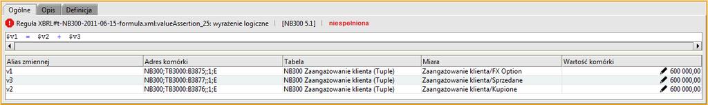 B3865 = B3866 + B3869 + B3872 + B3875 + B3878 Dla powyższej zależności została utworzona dodatkowa reguła wyliczeniowa: asist#nb_fva_24, pozwalająca na wyliczenie wartości komórki: B3865 przy