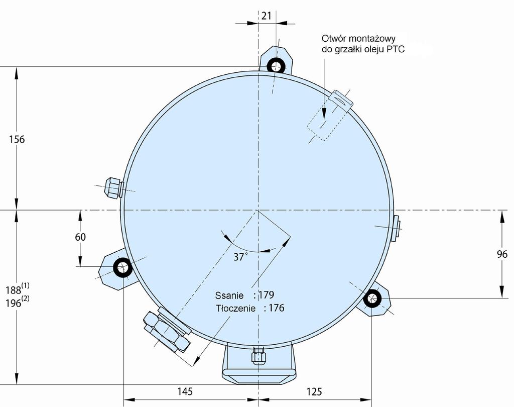 Ø 29 mm Stopień ochrony IP 55 (z dławikiem) Stopka tłumiąca wibracje HM8-40 15 23 (1) MTZ44-1, wszystkie kody 3 (bez 80-3),