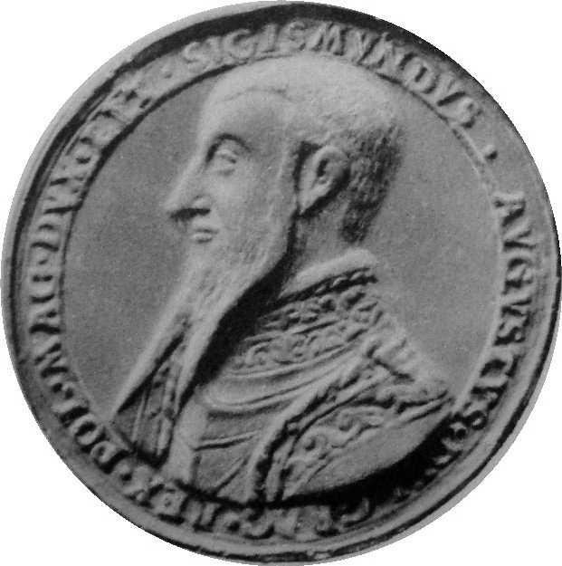 31 Medal z Zygmuntem Augustem - profil króla w lewo Jest to dzieło jakiegoś nieznanego włoskiego artysty pracującego w Polsce, który wzorował się na medalu Holendra (wg Mariana Gumowskiego Medale