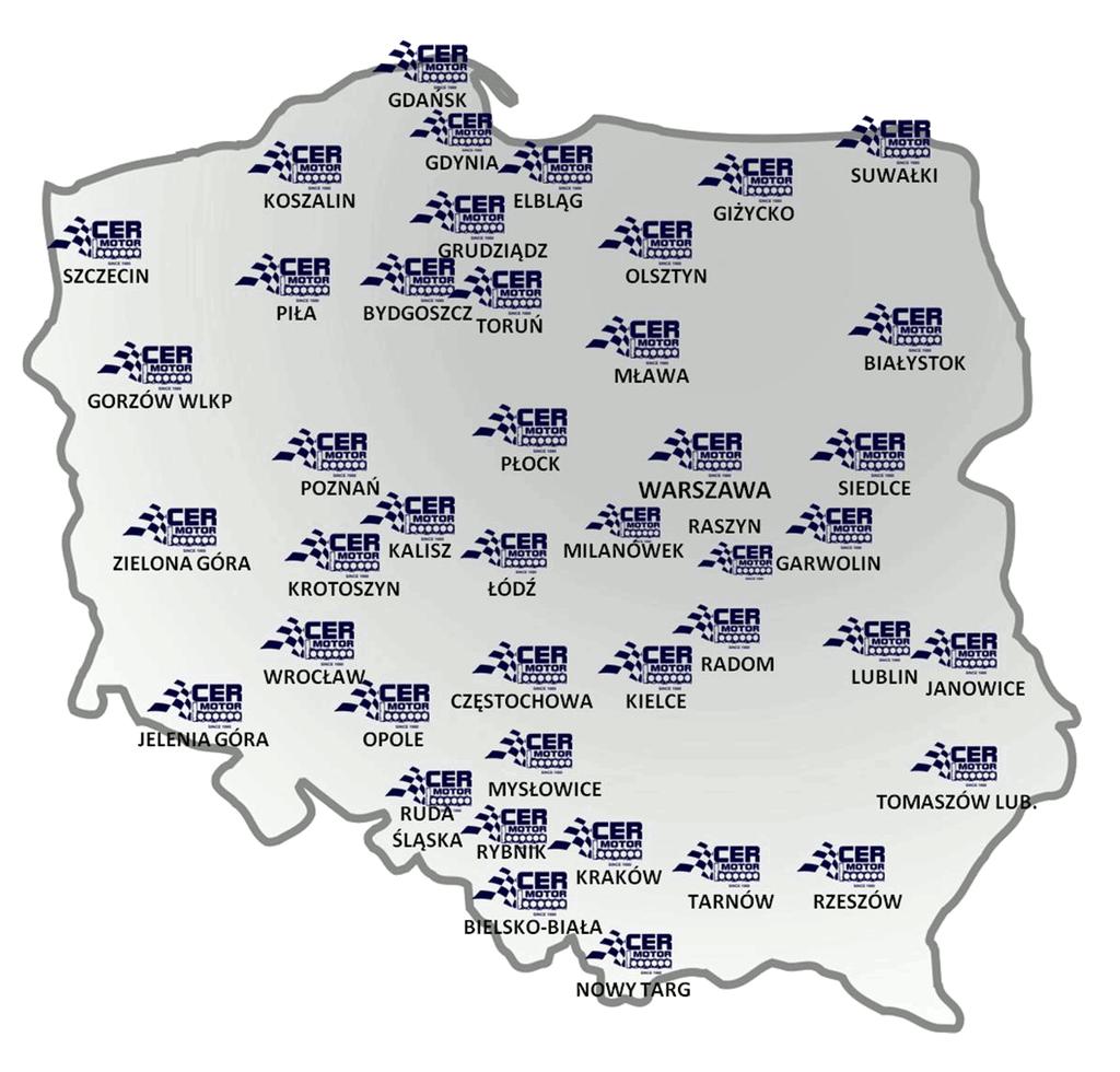 TWÓJ DOSTAWCA TURBOSPRĘŻAREK ORAZ CZĘŚCI DO ICH REGENARACJI CER MOTOR Warszawa Centrala 04-403 Warszawa ul. Dziewosłęby 22 tel.