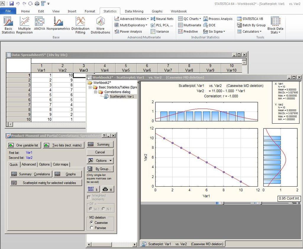 Analiza Korelacji w programie Statistica Aby wykonać analizę korelacji (wyznaczyć współczynnik korelacji Pearsona) należy skorzystać z opcji Correlation Matrices z zakładki Basic Statistics.