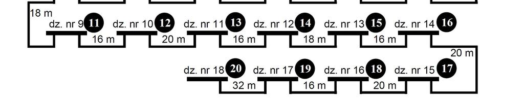 Schemat analizowanej elektroenergetycznej sieci nn z mikroinstalacjami (miejsca przyłączenia mikroinstalacji opisano w tekście) [] Rozpatruje się schemat tylko dla jednej fazy.