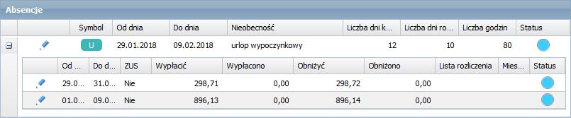 Kliknij przycisk Operacje seryjne i z rozwiniętego menu wybierz pozycję Urlopy. 4.