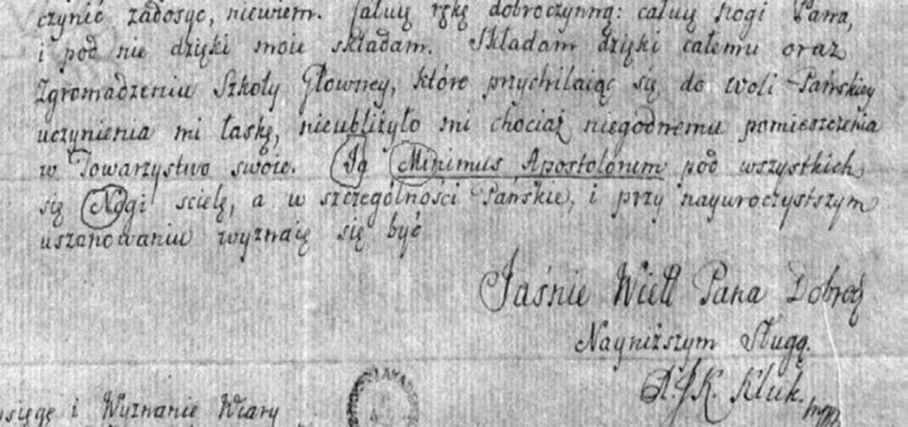 172 Fragment 3: List Krzysztofa Kluka do Marcina Poczobuta, rektora Szkoły Głównej Wielkiego Księstwa Litewskiego w Wilnie (1787 r.