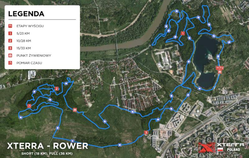 www.xterrapoland.pl ETAP 2 - Jazda na rowerze Długość trasy rowerowej XTERRA POLAND wynosi 36 km dwie pętle. Długość trasy rowerowej XTERRA Sprint wynosi 18 km jedna pętla.