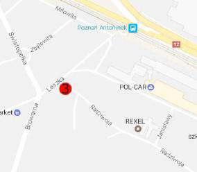 3. Poznań, skrzyżowanie ulic Leszka i Radziwoja. Rysunek 10 Mapa lokalizacji punktu pomiarowego, skrzyżowanie ulic Leszka i Radziwoja.