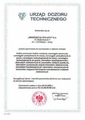 Zarządzania BHP wg PN-N- 18001:2004 i BS OHSAS 18001:2007 - Certyfikat Systemu Zarządzania Jakością