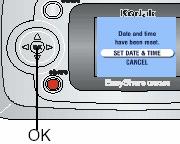 USTAWIANIE DATY I CZASU Instrukcja obsługi aparatu cyfrowego KODAK EasyShare CX6230 Funkcja Date & Time jest wyświetlana podczas pierwszego włączenia aparatu, a także wtedy, kiedy aparat był przez