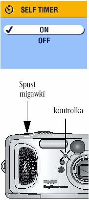 WYKONYWANIE ZDJĘĆ Z SAMOWYZWALACZEM Samowyzwalacz jest to funkcja, która samodzielnie wyzwala migawkę aparatu po 10 sekundach od momentu naciśnięcia przycisku migawki. WŁĄCZANIE SAMOWYZWALACZA: 1.