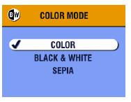 USTAWIENIA KOLORYSTYKI ZDJĘCIA Instrukcja obsługi aparatu cyfrowego KODAK EasyShare CX6230 Funkcja ta pozwala na wybór kolorystyki zdjęcia. 1. Naciśnij przycisk Menu 2.
