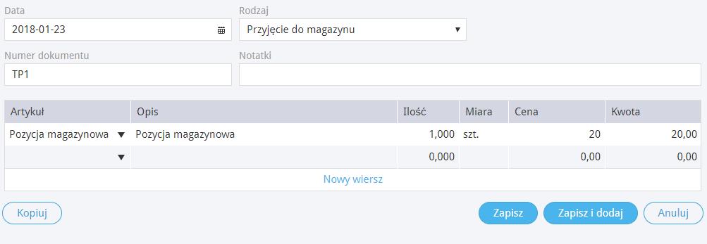 Jeżeli po regularnym wprowadzaniu transakcji magazynowych utworzy się fakturę, na której wybrana będzie ta sama pozycja magazynowa, w ostatecznym rozrachunku dany rozchód będzie policzony dwukrotnie.