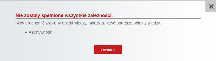 Uwaga: Jeśli materiały należy przechodzić w odpowiedniej kolejności, dostęp do materiału może być uzależniony od tego, czy użytkownik zaliczył poprzedni