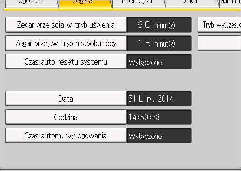 Automatyczne wylogowanie Automatyczne wylogowanie Urządzenie automatycznie wyloguje zalogowanego użytkownika, jeśli panel operacyjny nie jest używany przez określony czas.